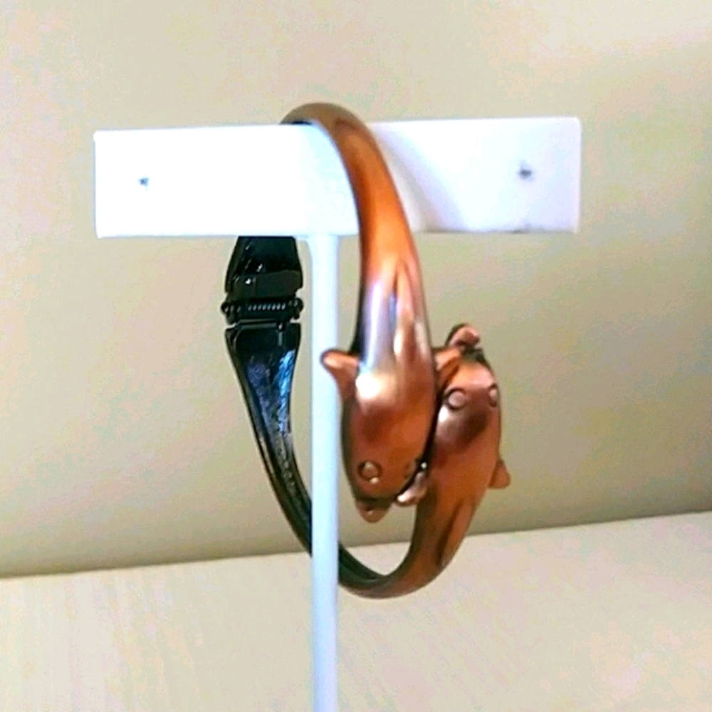 Copper Hinge Bracelet with Dolphins